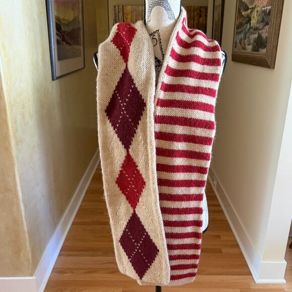 GAP San Francisco California Argyle Alpaca Blend Knit Scarf Reversible - Picture 4 of 10